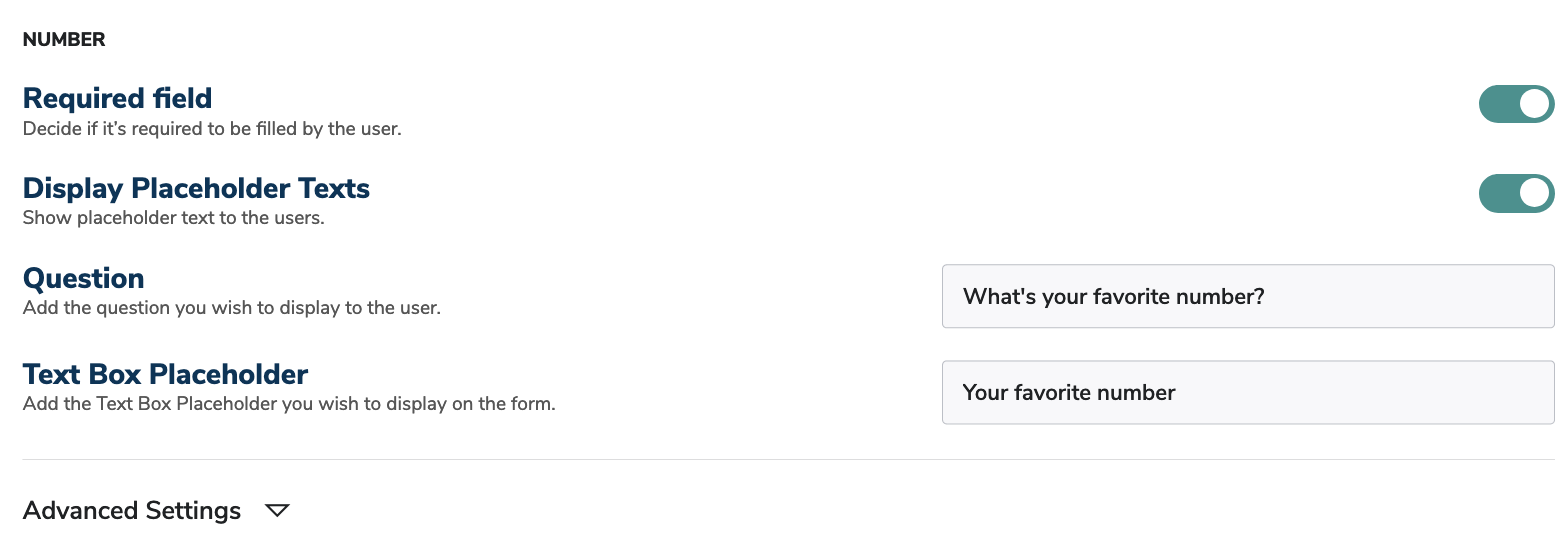 Forms Number Field Forms Number Field
